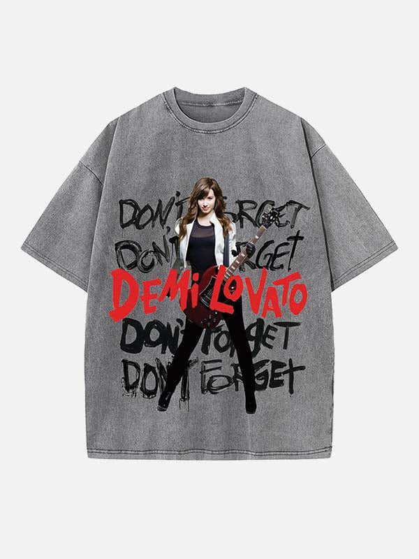 Demi Lovato Print Round Neck T-shirt
