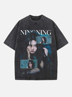 Aespa Ningning Print Round Neck T-shirt