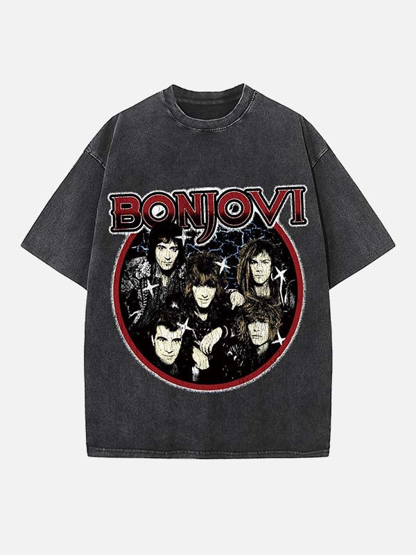 Bon Jovi Print Round Neck T-shirt