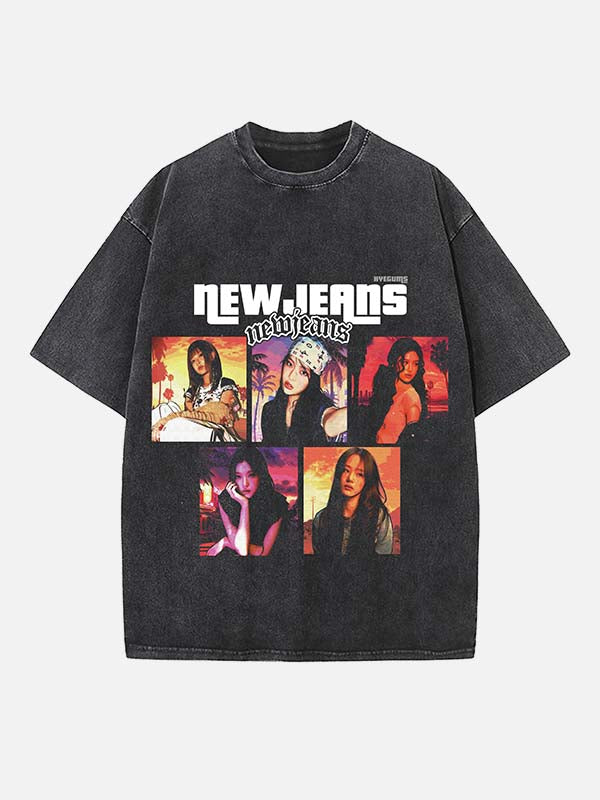 NewJeans Print Round Neck T-shirt