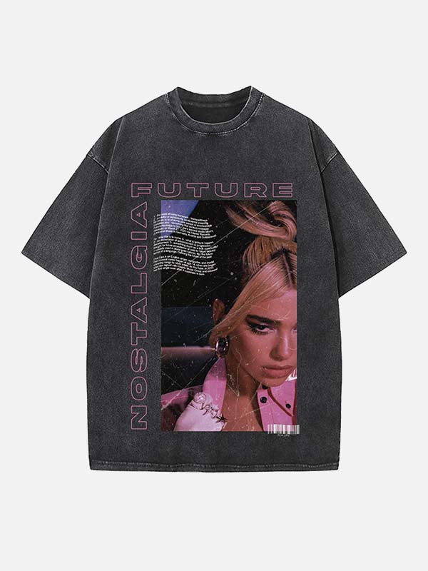 Dua Lipa Print Round Neck T-shirt