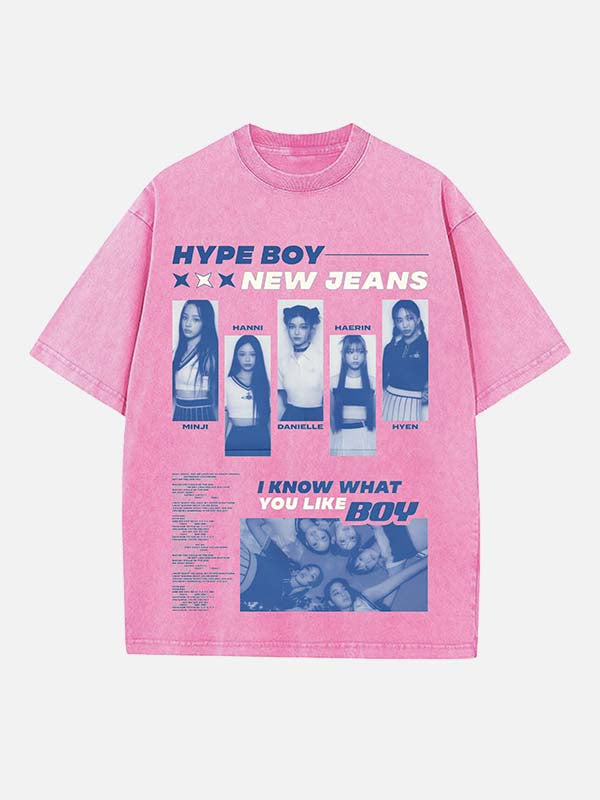 NewJeans Print Round Neck T-shirt
