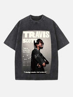 Travis Scott Print Round Neck T-shirt