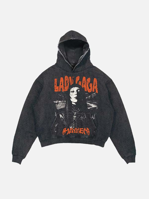 Lady Gaga Print Slant Pockets Hoodie
