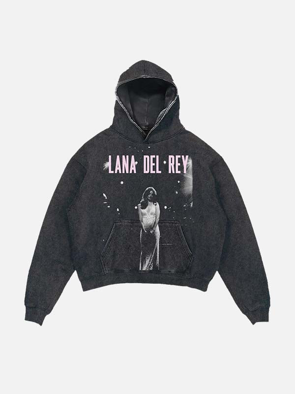 Lana Del Rey Print Slant Pockets Hoodie