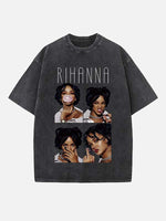 Rihanna Print Round Neck T-shirt