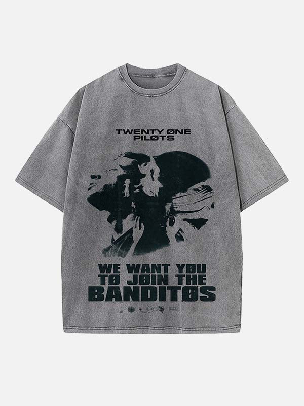 Twenty One Pilots Print Round Neck T-shirt