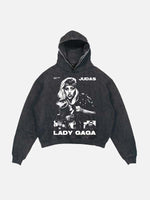 Lady Gaga Print Slant Pockets Hoodie