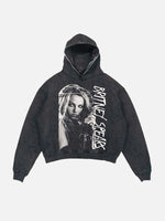 Britney Spears Print Slant Pockets Hoodie