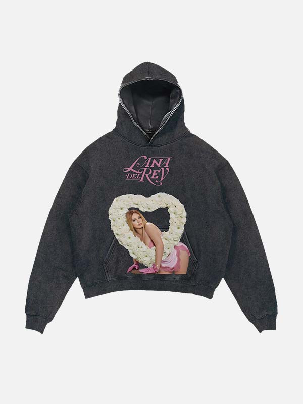 Lana Del Rey Print Slant Pockets Hoodie