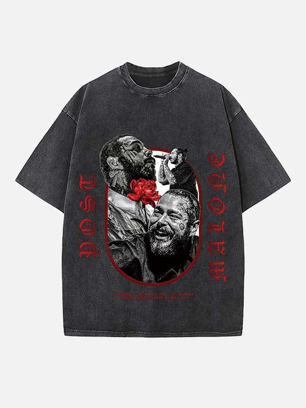 Post Malone Print Round Neck T-shirt