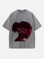 Selena Gomez Print Round Neck T-shirt