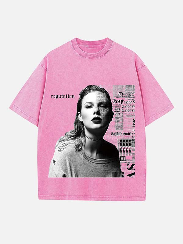 Taylor Swift Print Round Neck T-shirt