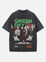Green Day Print Round Neck T-shirt