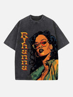 Rihanna Print Round Neck T-shirt