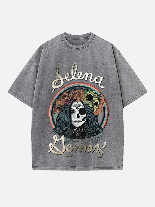 Selena Gomez Print Round Neck T-shirt