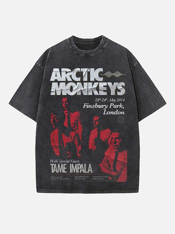 Arctic Monkeys Print Round Neck T-shirt