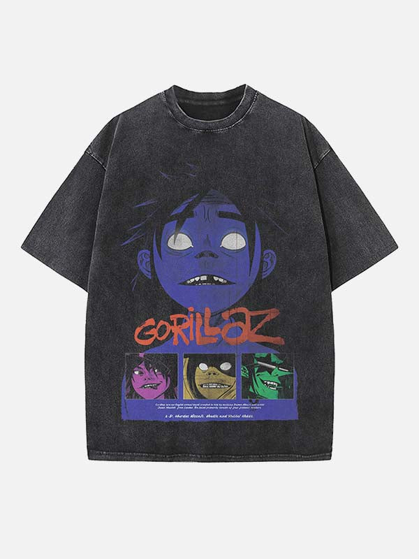 Gorillaz Print Round Neck T-shirt