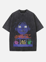 Gorillaz Print Round Neck T-shirt