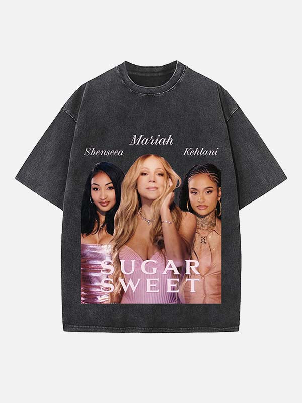 Mariah Carey Print Round Neck T-shirt