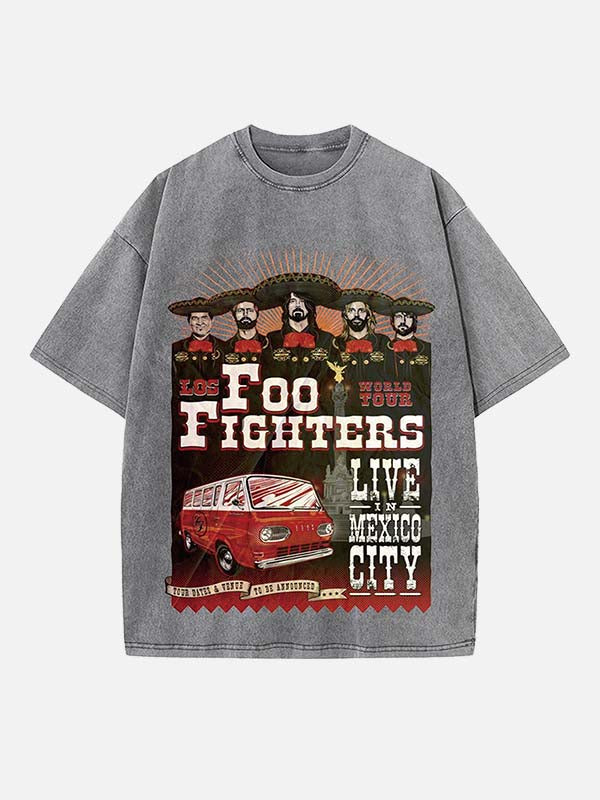 Foo Fighters Print Round Neck T-shirt