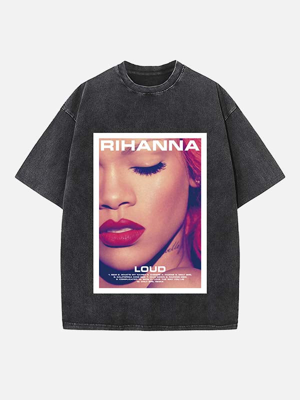 Rihanna Print Round Neck T-shirt