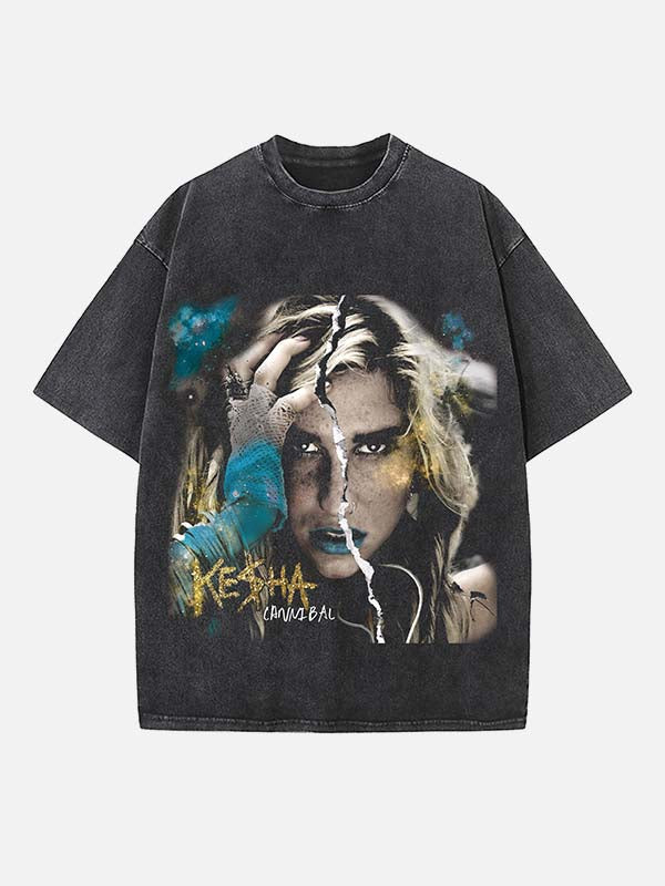 Kesha Print Round Neck T-shirt