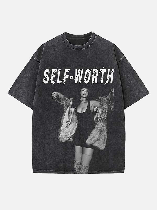 Rihanna Print Round Neck T-shirt