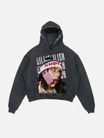 Billie Eilish Print Slant Pockets Hoodie