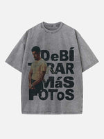 Bad Bunny Print Round Neck T-shirt