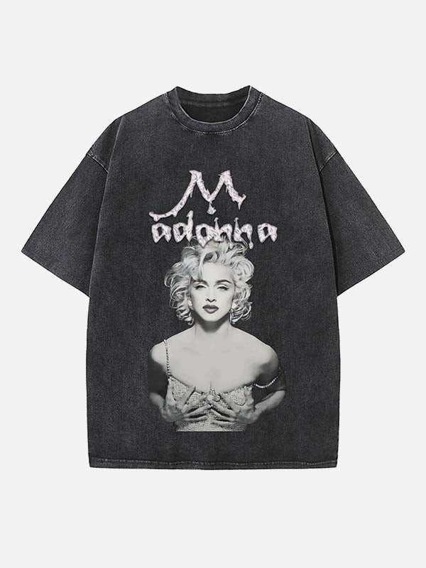 Madonna Print Round Neck T-shirt