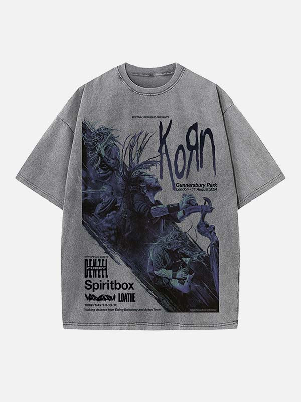 Korn Print Round Neck T-shirt