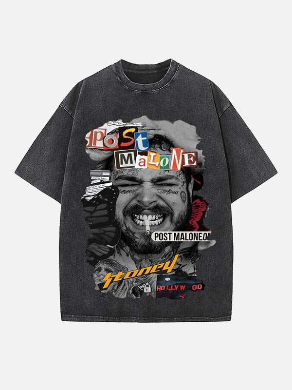 Post Malone Print Round Neck T-shirt