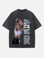 Miley Cyrus Print Round Neck T-shirt
