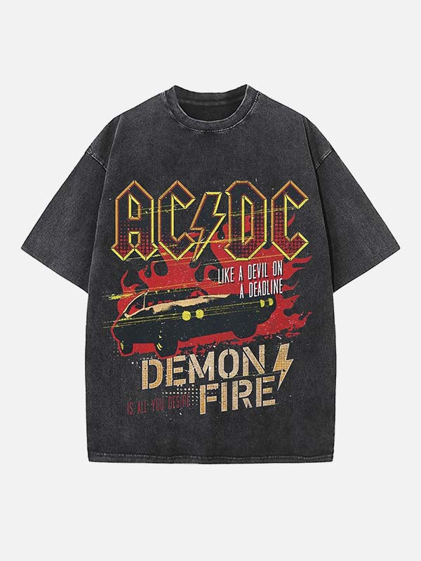 AC/DC Print Round Neck T-shirt