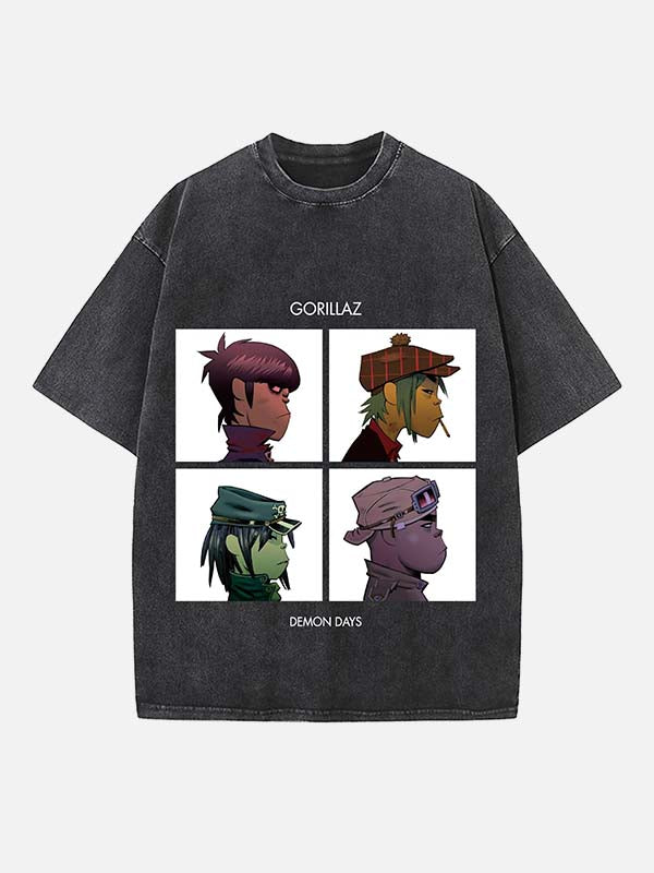 Gorillaz Print Round Neck T-shirt