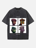 Gorillaz Print Round Neck T-shirt