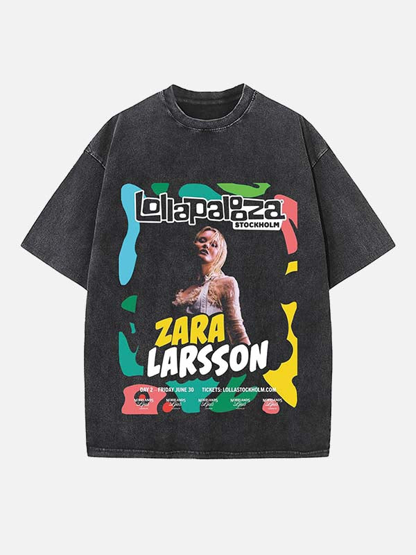 Zara Larsson Print Round Neck T-shirt