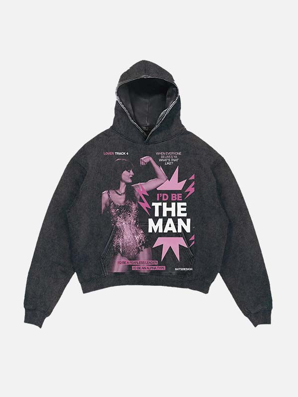 Taylor Swift Print Slant Pockets Hoodie