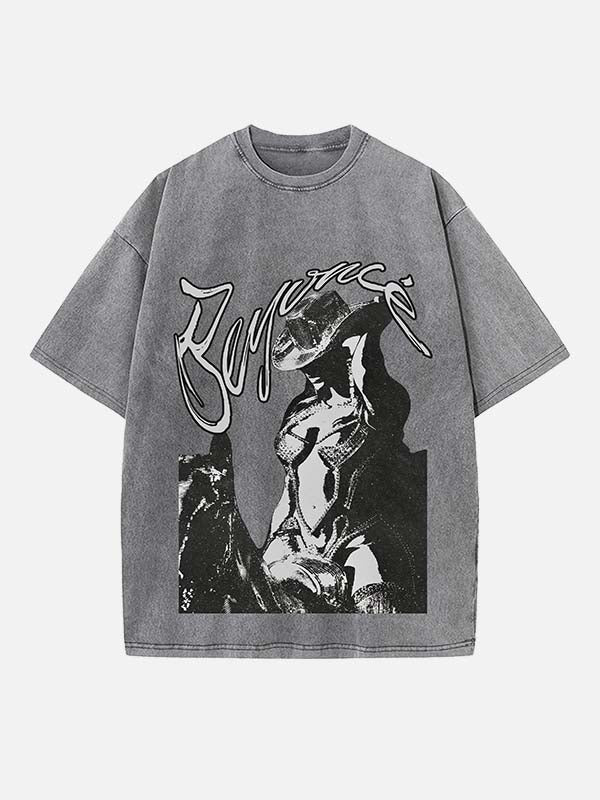 Beyoncé Print Round Neck T-shirt