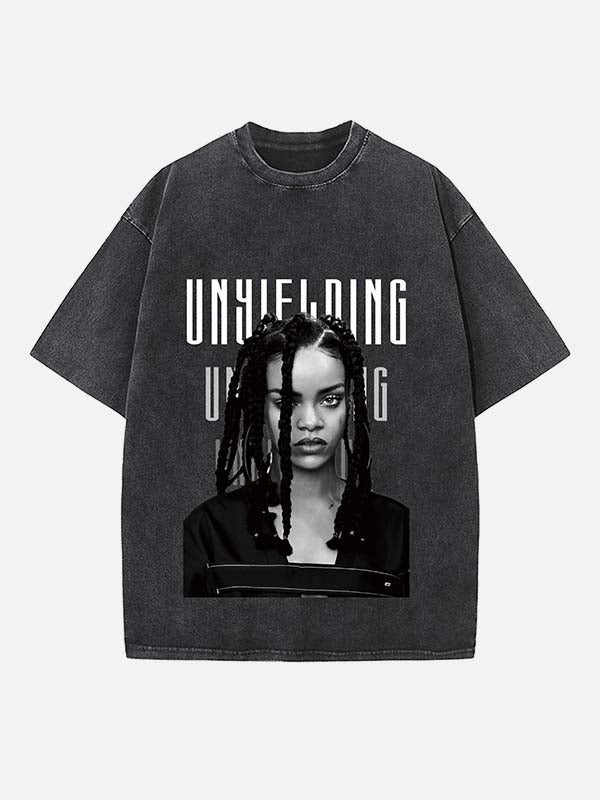 Rihanna Print Round Neck T-shirt