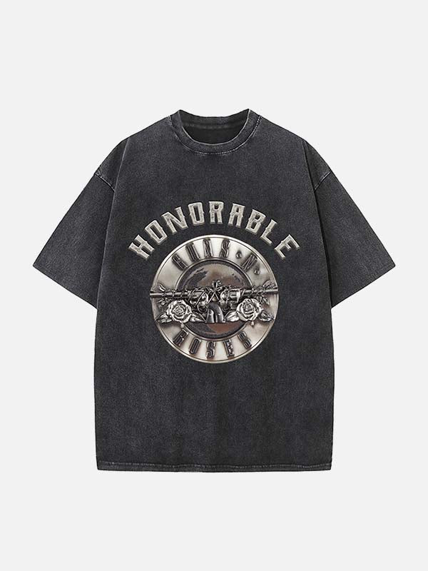GUNS N' ROSES Print Round Neck T-shirt