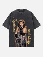 Rihanna Print Round Neck T-shirt