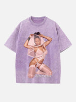 Rihanna Print Round Neck T-shirt