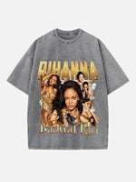 Rihanna Print Round Neck T-shirt