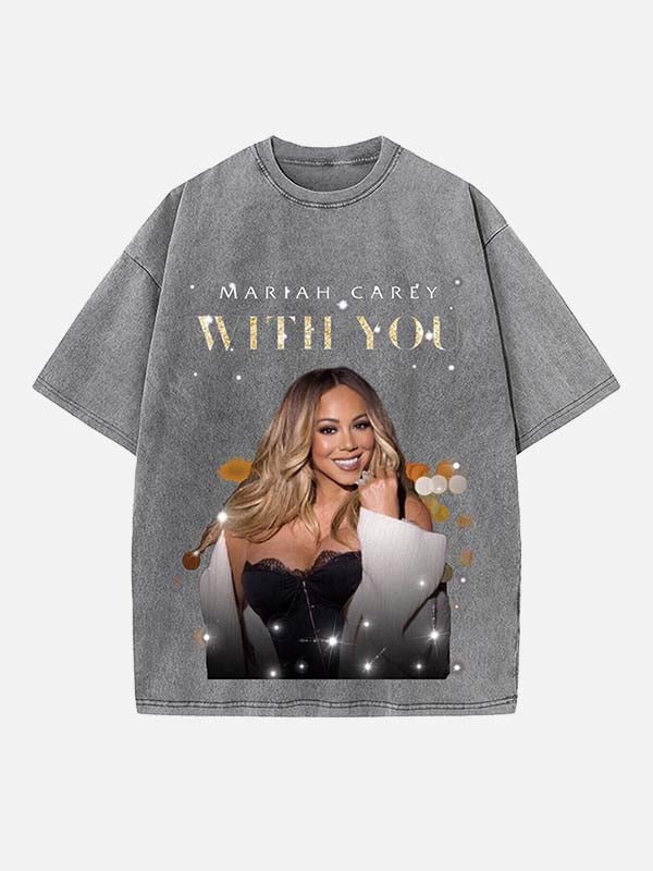 Mariah Carey Print Round Neck T-shirt