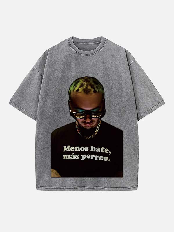 J Balvin Print Round Neck T-shirt