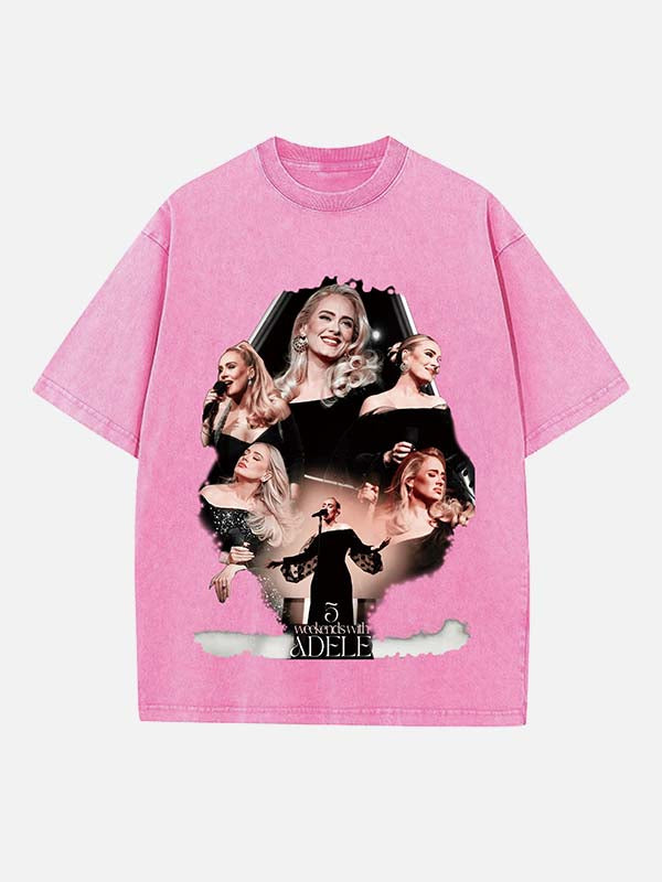 Adele Print Round Neck T-shirt