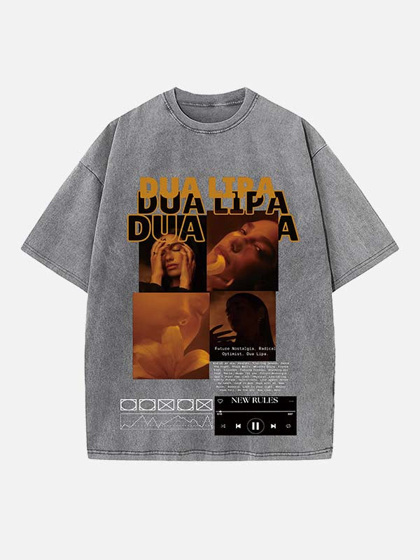 Dua Lipa Print Round Neck T-shirt