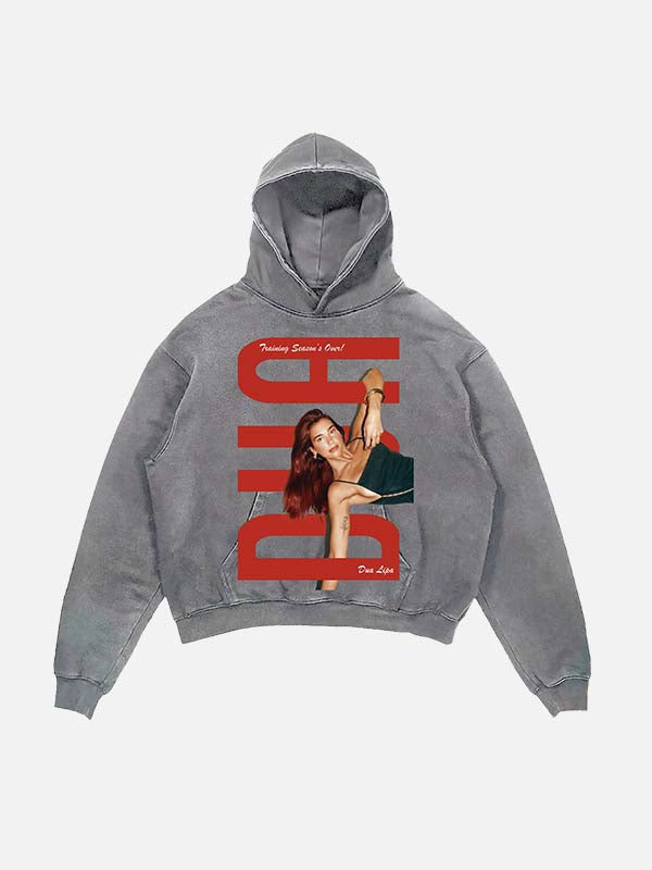 Dua Lipa Print Slant Pockets Hoodie